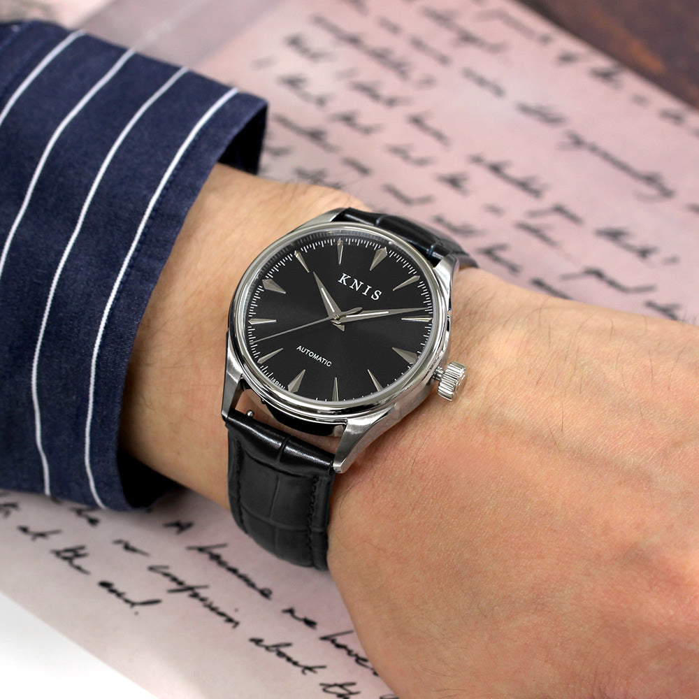 KNIS Automatic Sunray Dial Black Leather KN001-BKBKLE