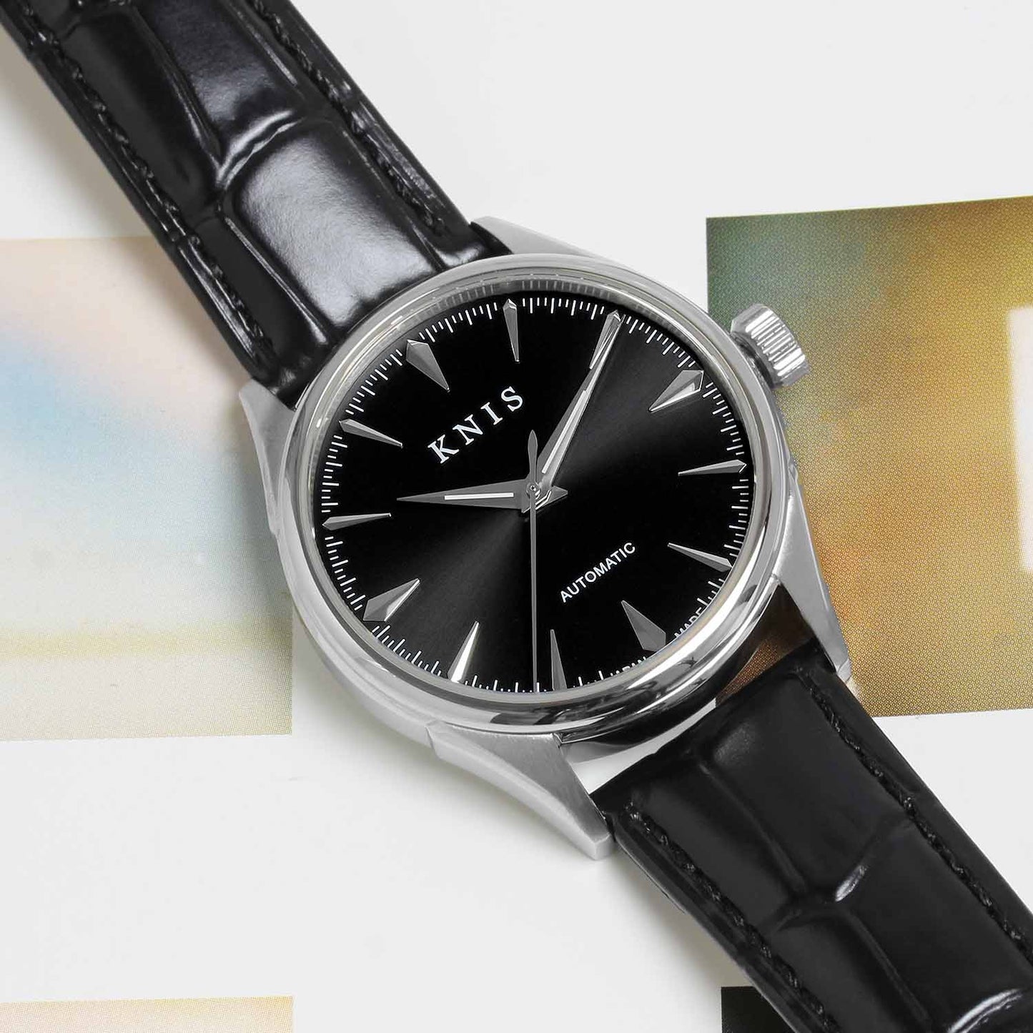 KNIS Automatic Sunray Dial Black Leather KN001-BKBKLE
