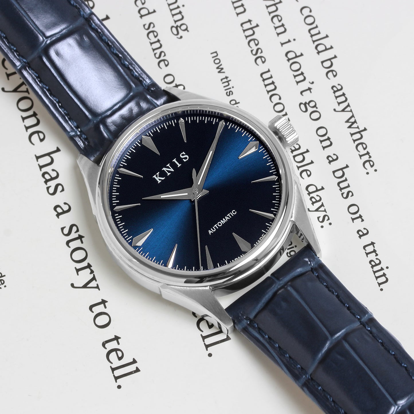 KNIS Automatic Sunray Dial Deep Blue Blue Leather KN001-BLBLLE