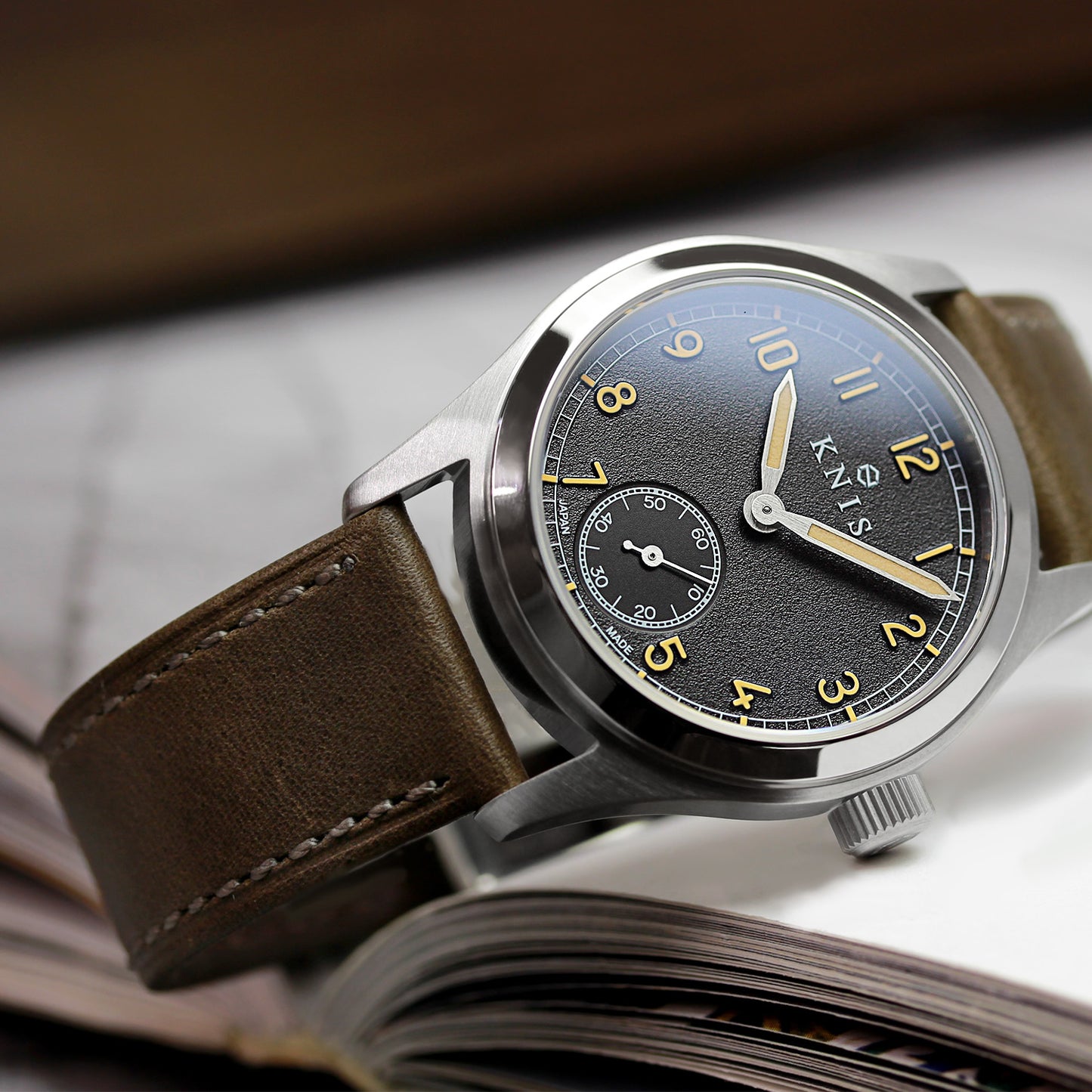 KNIS 20mm Genuine Italian Oil Leather Strap Greige