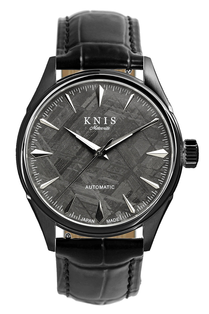 KNIS Meteorite Made in Japan Automatic Watch Men's Leather Strap Leather Black KN001-MTBKLE