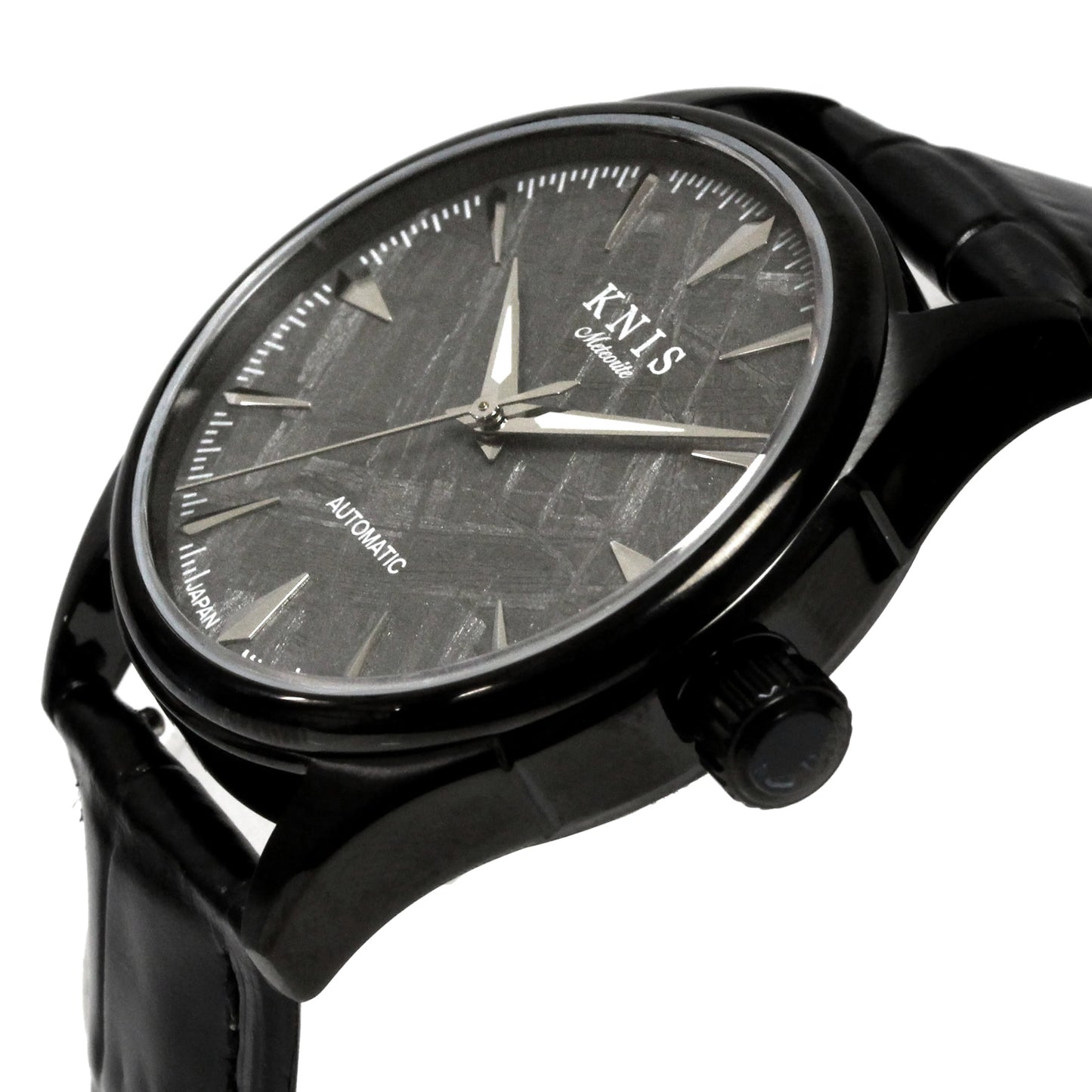 KNIS Meteorite Made in Japan Automatic Watch Men's Leather Strap Leather Black KN001-MTBKLE