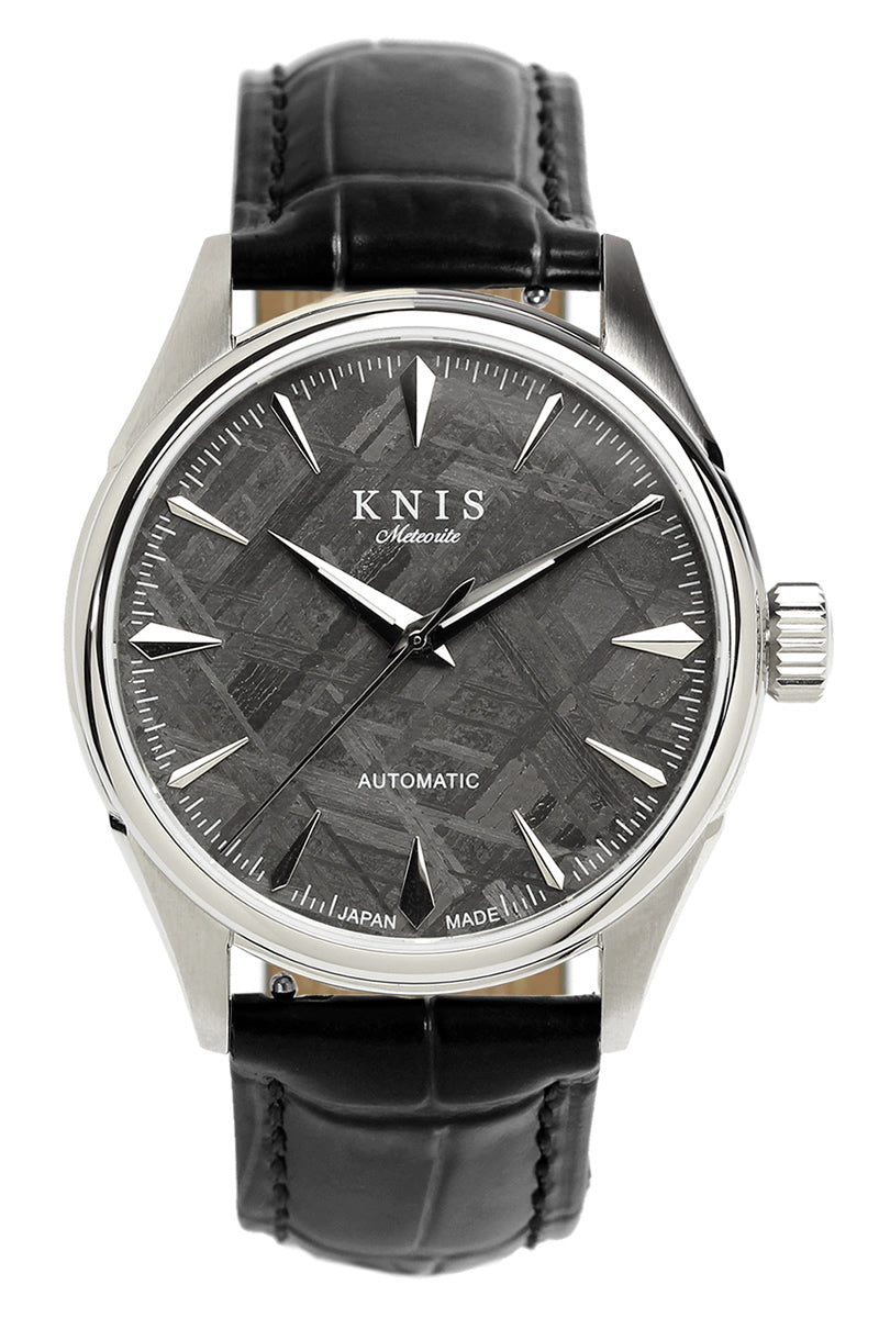 KNIS Meteorite Made in Japan Automatic Watch Men's Leather Strap Leather Silver KN001-MTLE