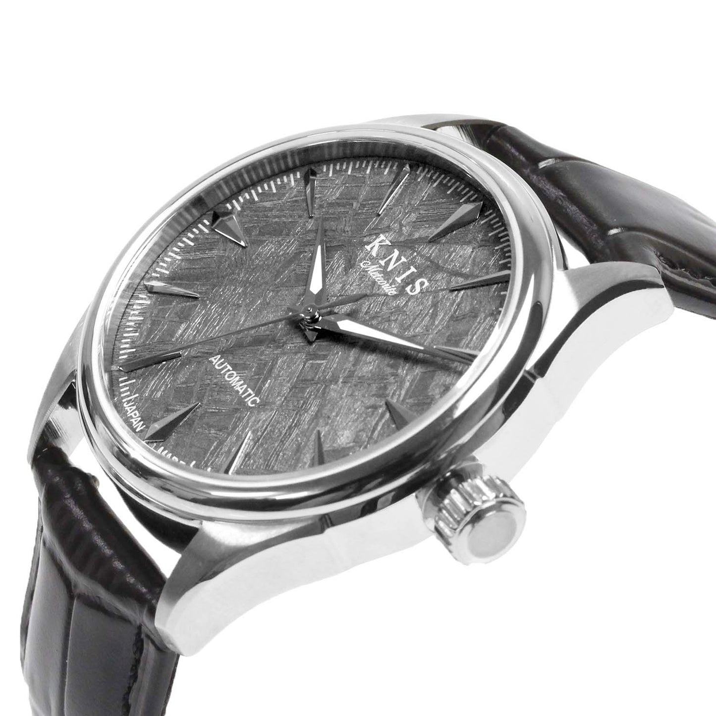 KNIS Meteorite Made in Japan Automatic Watch Men's Leather Strap Leather Silver KN001-MTLE
