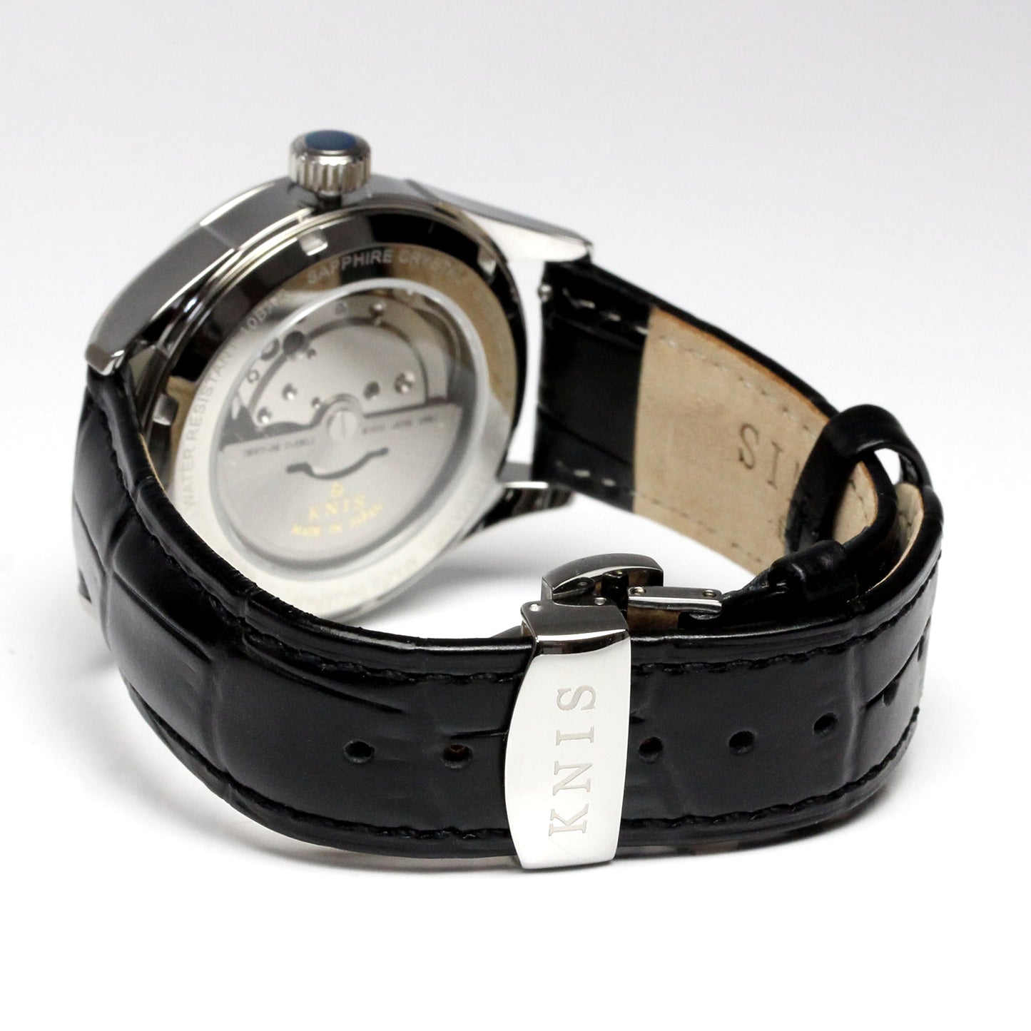 KNIS Meteorite Made in Japan Automatic Watch Men's Leather Strap Leather Silver KN001-MTLE
