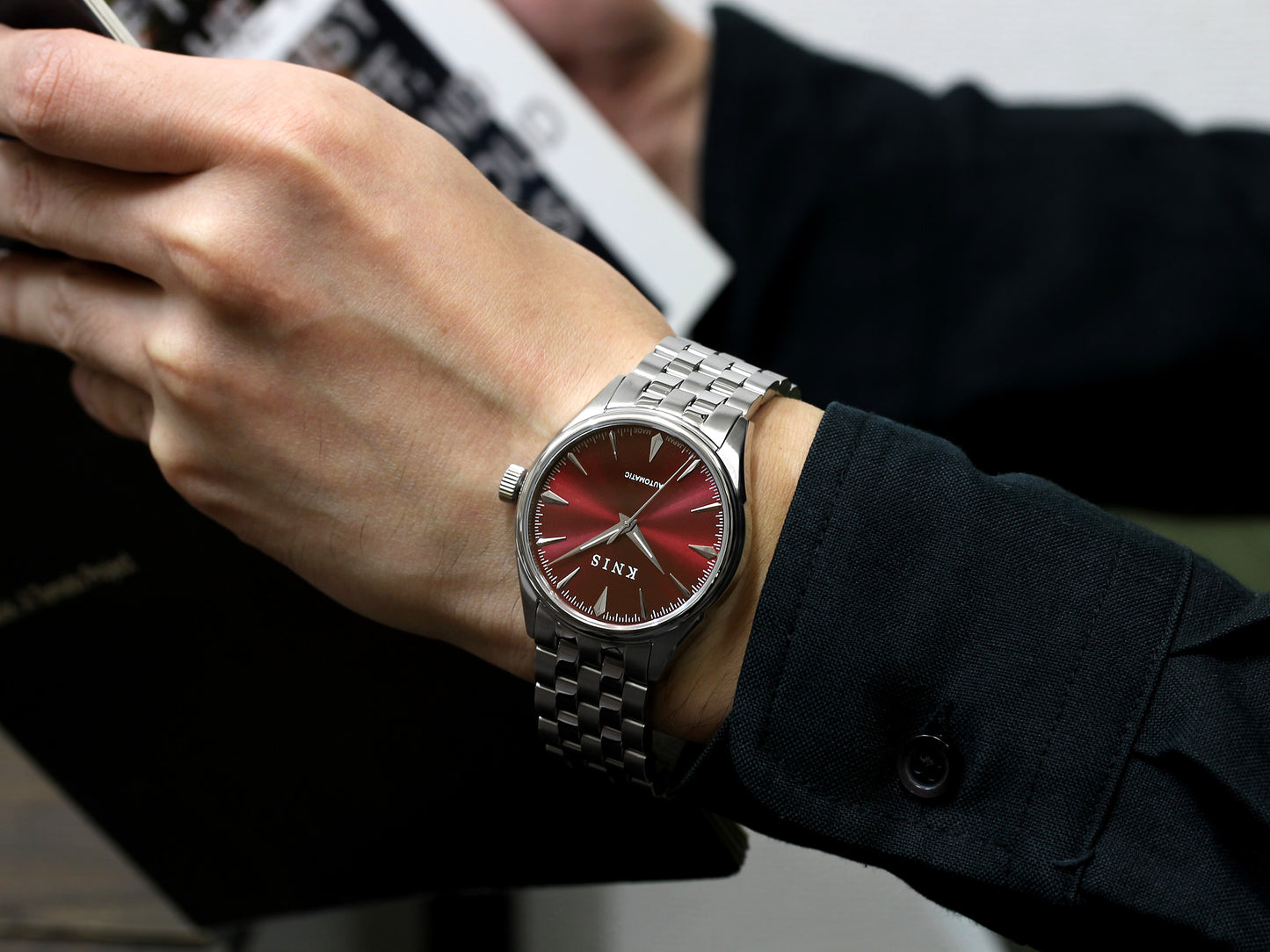 KNIS Automatic Sunray Dial Wine Red KN001-RD