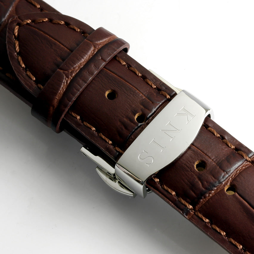 KNIS Automatic Sunray Dial Wine Red Brown Leather KN001-RDBRLE
