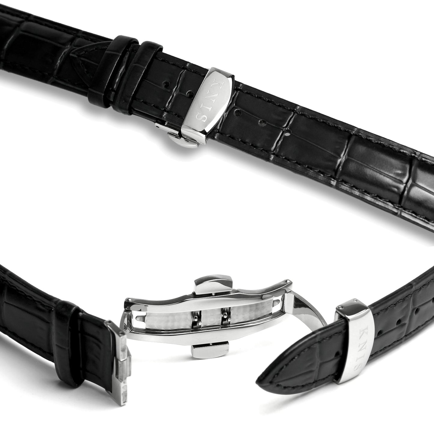 KNIS Meteorite Made in Japan Automatic Watch Men's Leather Strap Leather Silver KN001-MTLE
