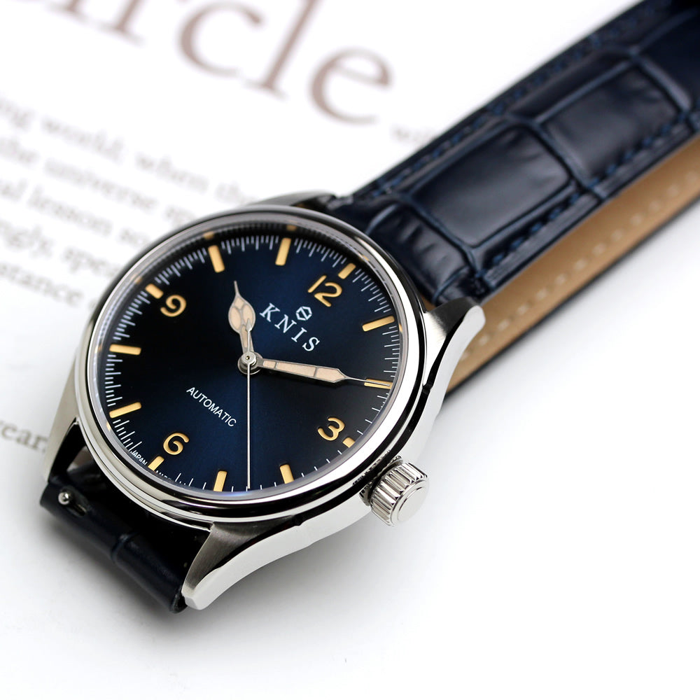 KNIS Automatic Retro Modern - Blue Dial with Blue Leather Strap KN002-BLBLLE