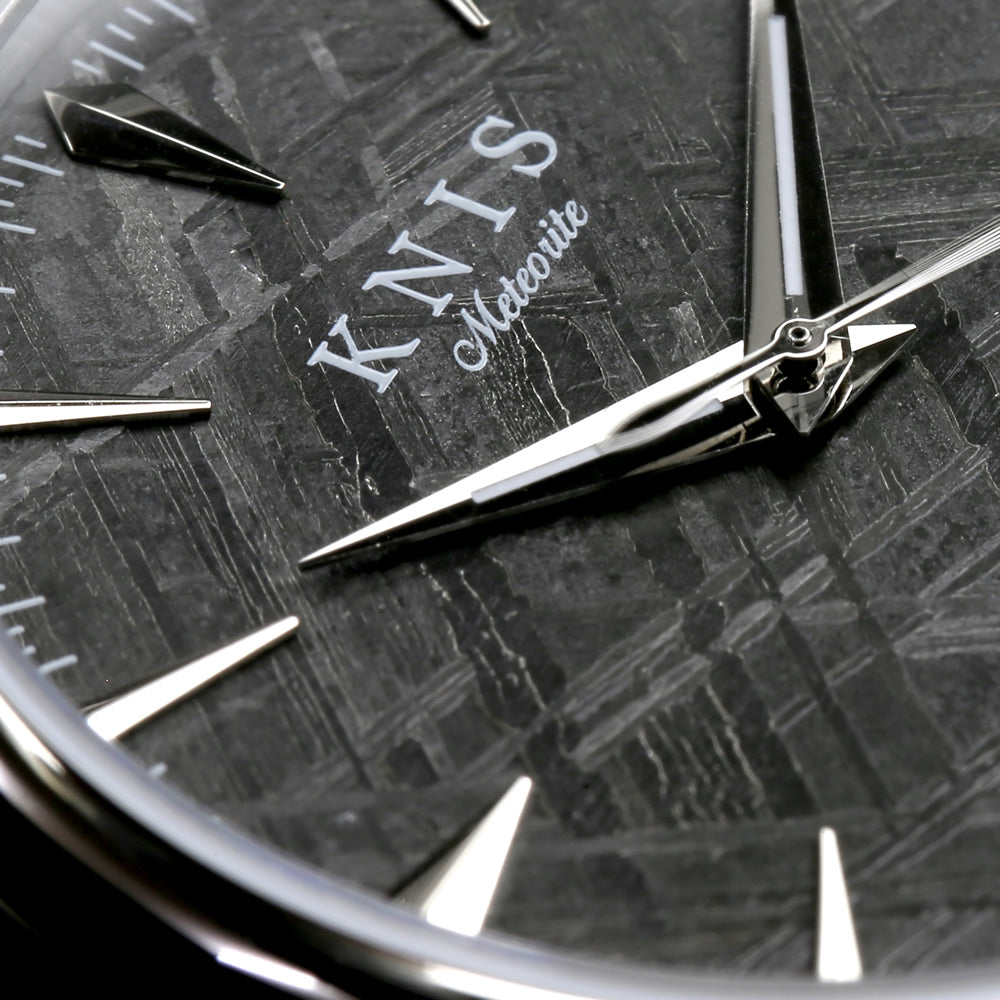 KNIS Meteorite Made in Japan Automatic Watch Men's Leather Strap Leather Silver KN001-MTLE