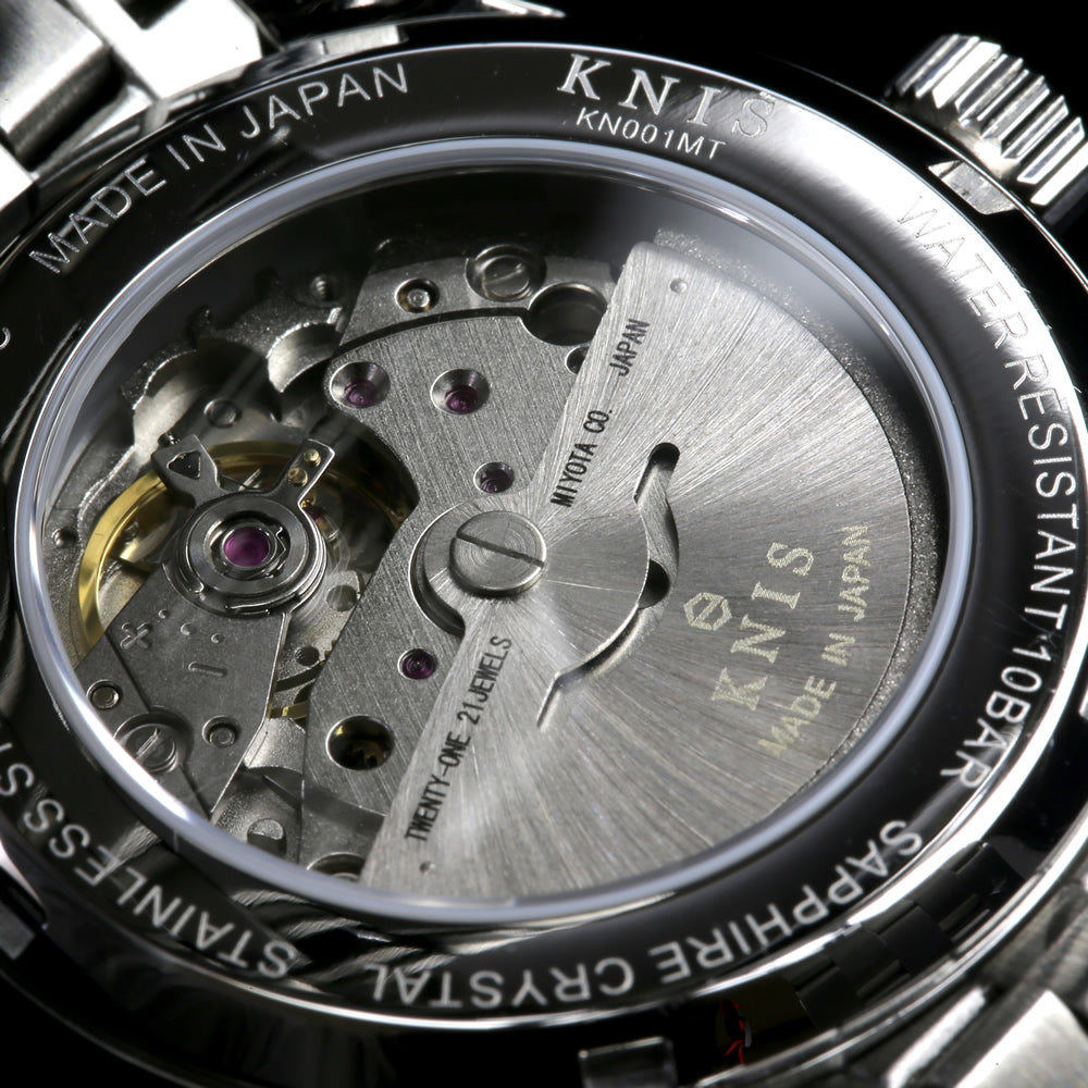 KNIS 自動巻き サンレイダイアル アイスブルー ブルー レザー KN001-IBLBLLE