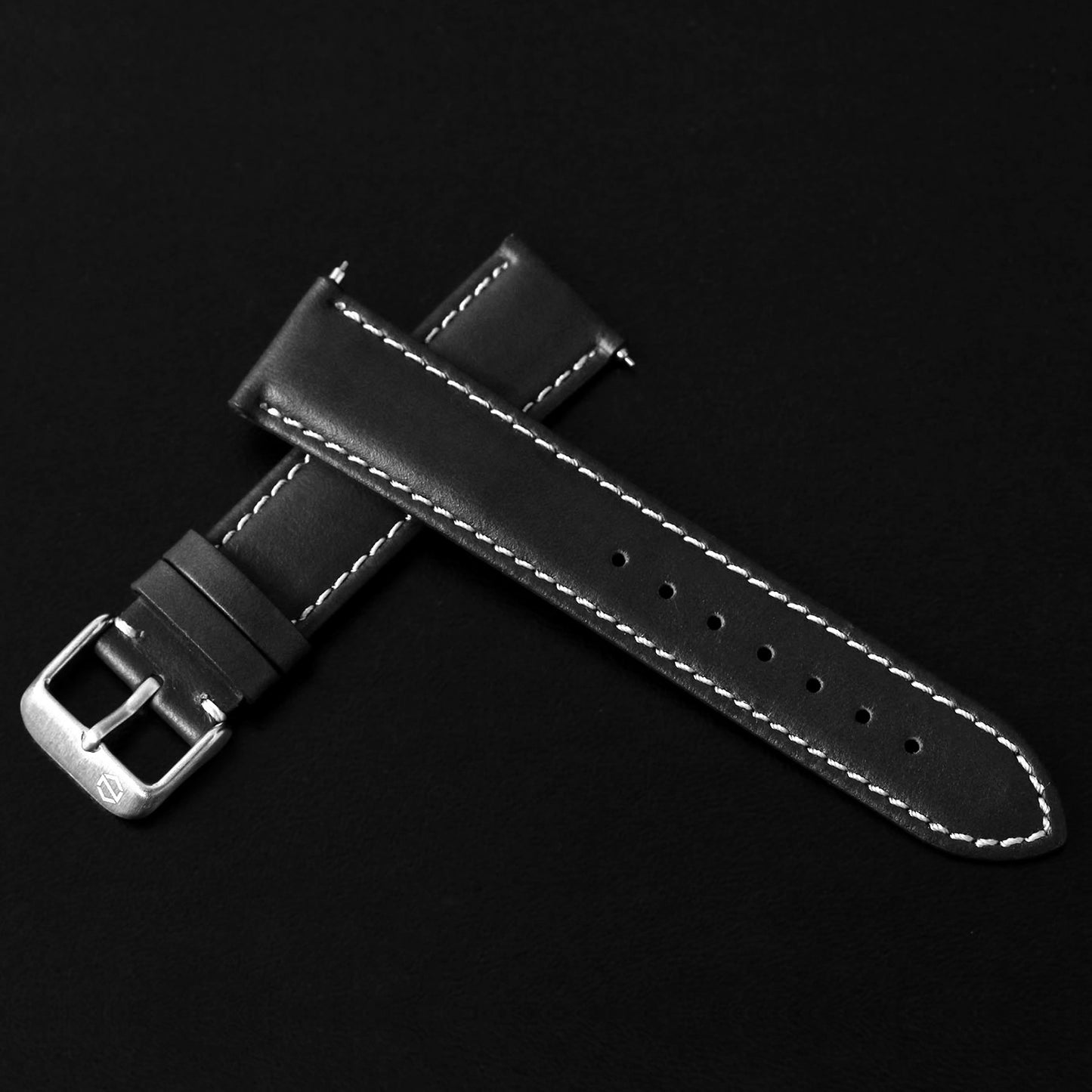 KNIS 替えベルト 本牛革 イタリアンレザーベルト ストラップ 20mm ブラック