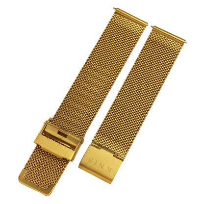 KNIS 18mm Stainless Steel Mesh Watch Strap – Gold