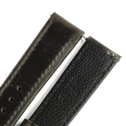 KNIS 20mm Genuine Italian Oil Leather Strap Dark Gray