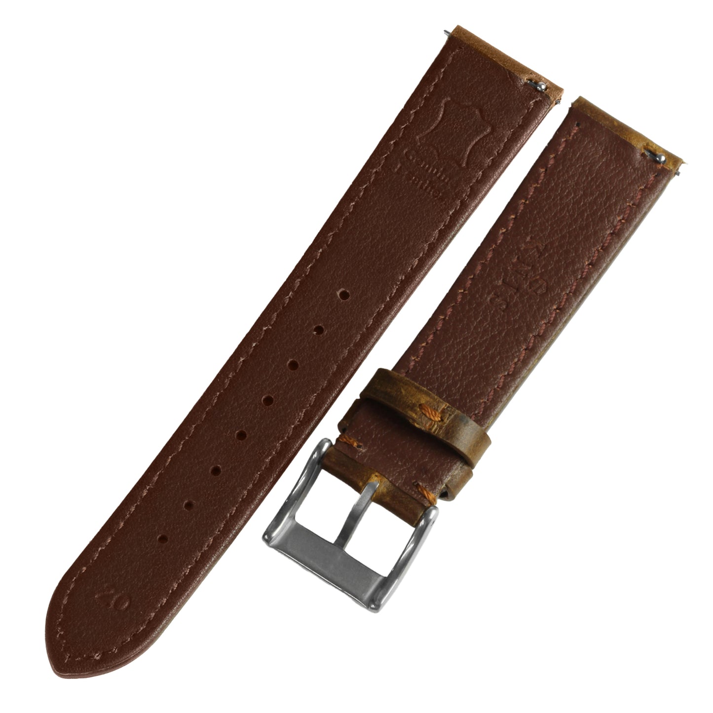 KNIS 20mm Genuine Italian Oil Leather Strap Tan