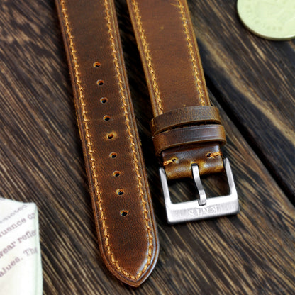 KNIS 20mm Genuine Italian Oil Leather Strap Tan