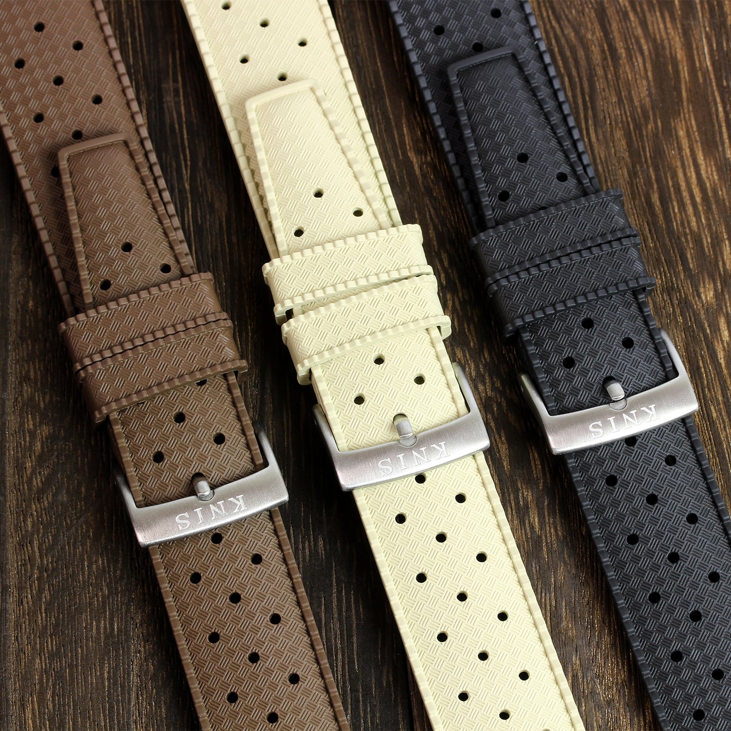 KNIS 替えベルト FKMラバーベルト ストラップ 20mm ブラウン