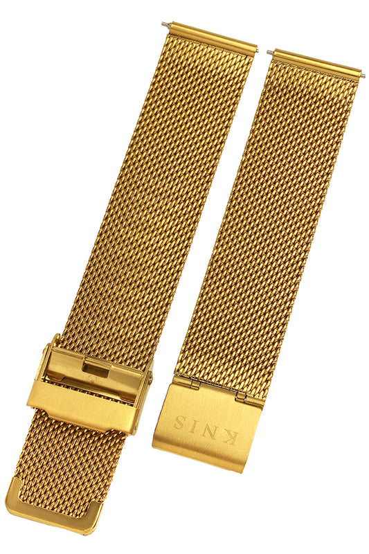 KNIS 18mm Stainless Steel Mesh Watch Strap – Gold