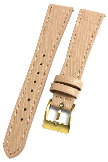 KNIS 18mm Saffiano Leather Strap – Beige