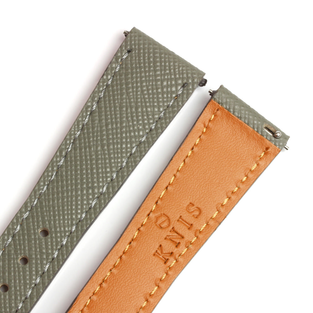 KNIS 18mm Saffiano Leather Strap – Gray