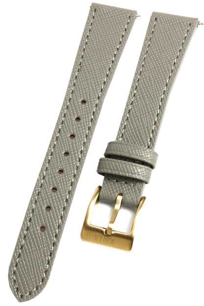 KNIS 18mm Saffiano Leather Strap – Gray