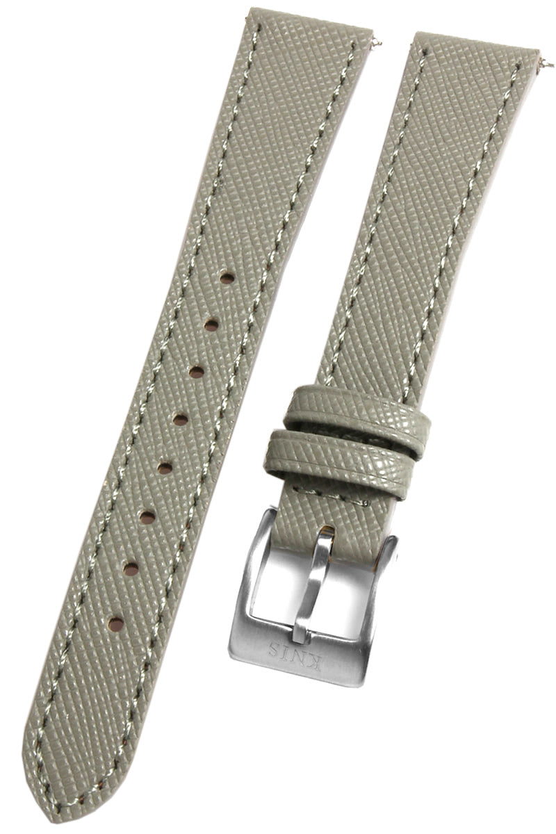 KNIS 18mm Saffiano Leather Strap – Gray