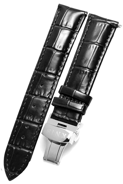 KNIS Leather Strap D-Buckle 20mm Black 