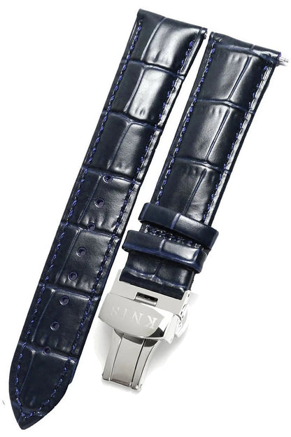 KNIS Leather Strap D-Buckle 20mm Navy 
