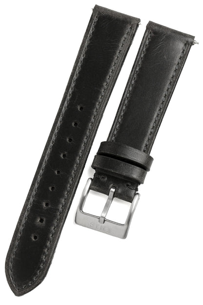 KNIS 20mm Genuine Italian Oil Leather Strap Dark Gray