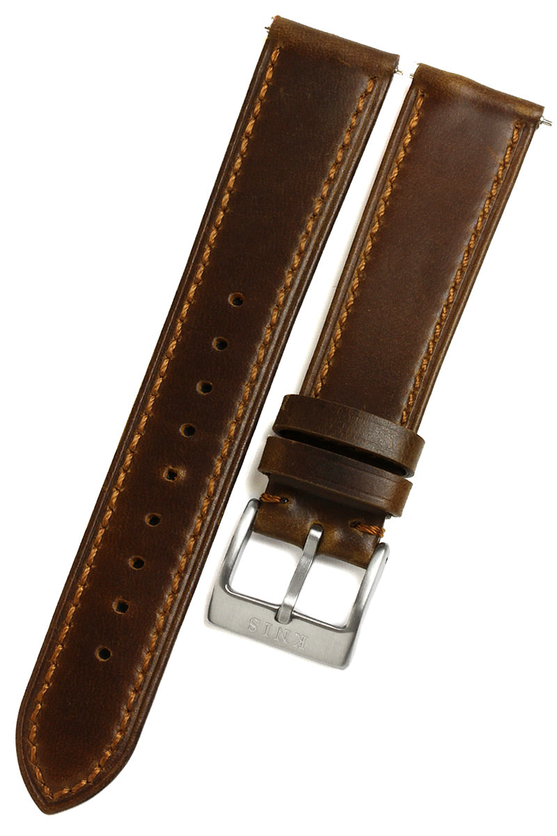 KNIS 20mm Genuine Italian Oil Leather Strap Tan