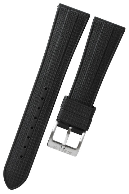 KNIS 20mm FKM Rubber Watch Strap – Grid texture Black RB02