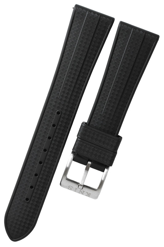 KNIS 20mm FKM Rubber Watch Strap – Grid texture Black RB02
