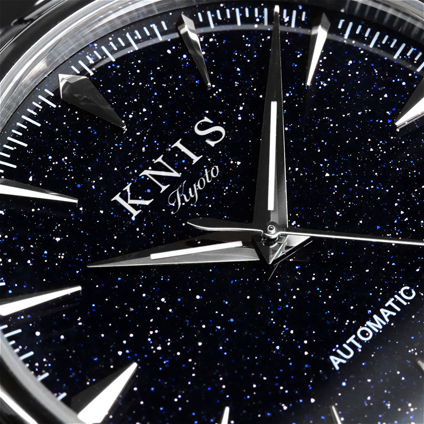 KNIS アベンチュリンダイヤル 日本製 自動巻き 腕時計 メンズ シルバー レザー ブルー KN001-AVSVBLLE