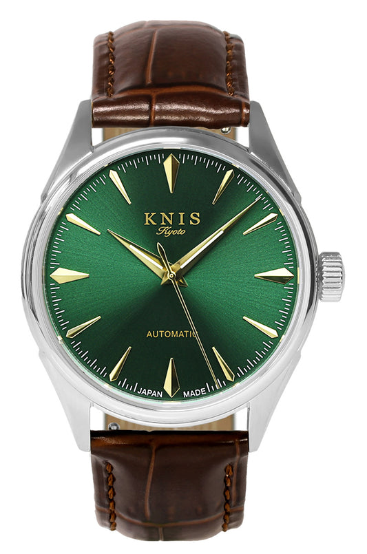 KNIS Sunray Dial Automatic－Green / Brown Leather Strap (KN001-GRBRLE)