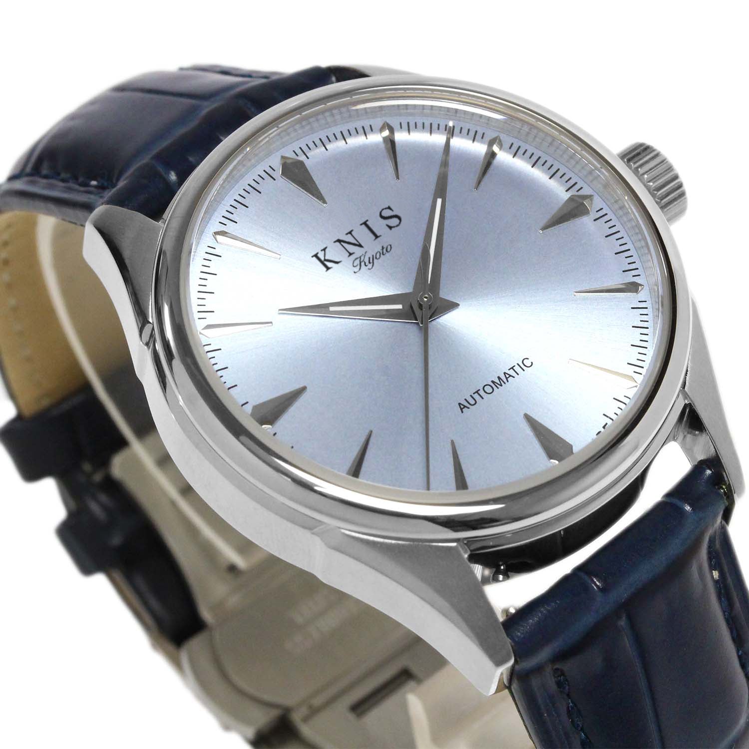KNIS Varnish Automatic Watch Men's Sunray Dial Blue Leather