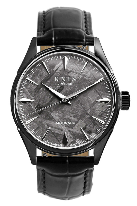 KNIS Meteorite Made in Japan Automatic Watch Men's Leather Strap Leather Black KN001-MTBKLE 