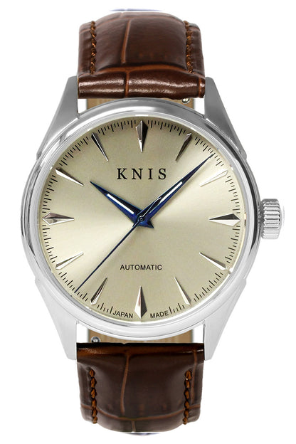 KNIS Automatic Sunray Dial Champagne Gold Leather KN001-SGBRLE 