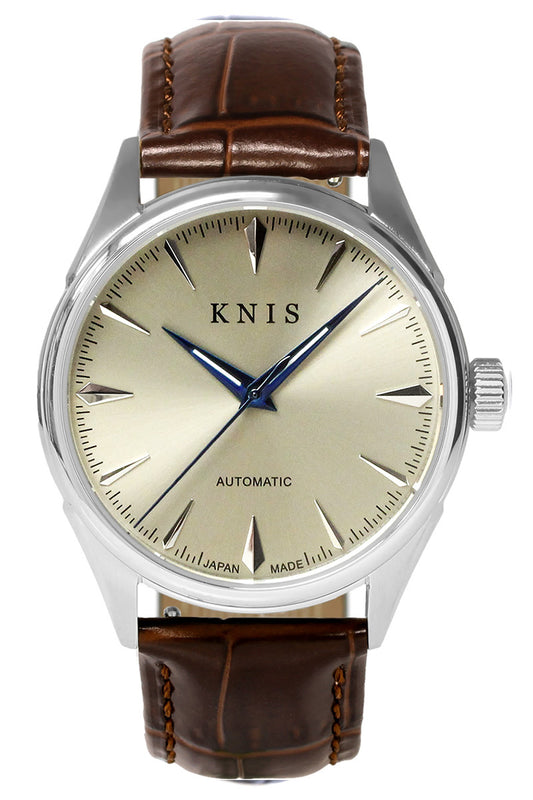 KNIS Automatic Sunray Dial Champagne Gold Leather KN001-SGBRLE 