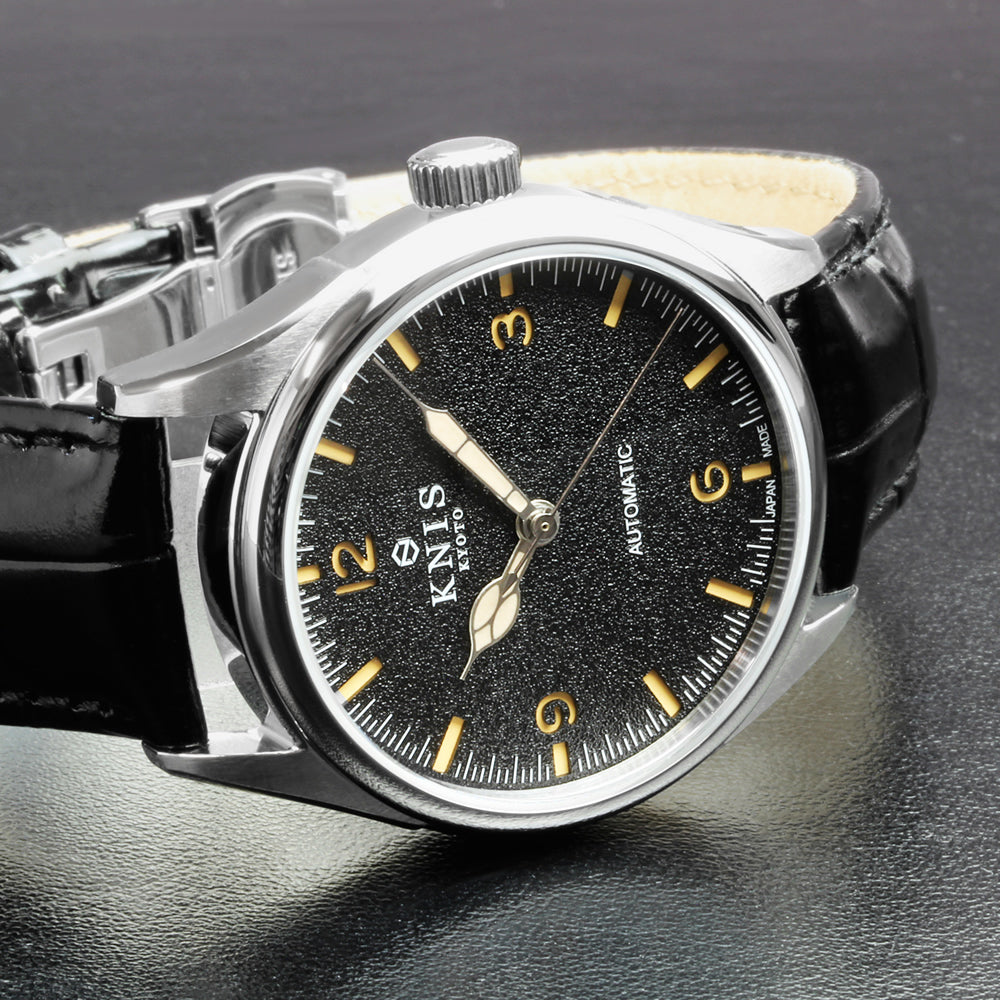 KNIS Automatic Retro Modern - Black Dial with Black Leather Strap KN002-BKBKLE