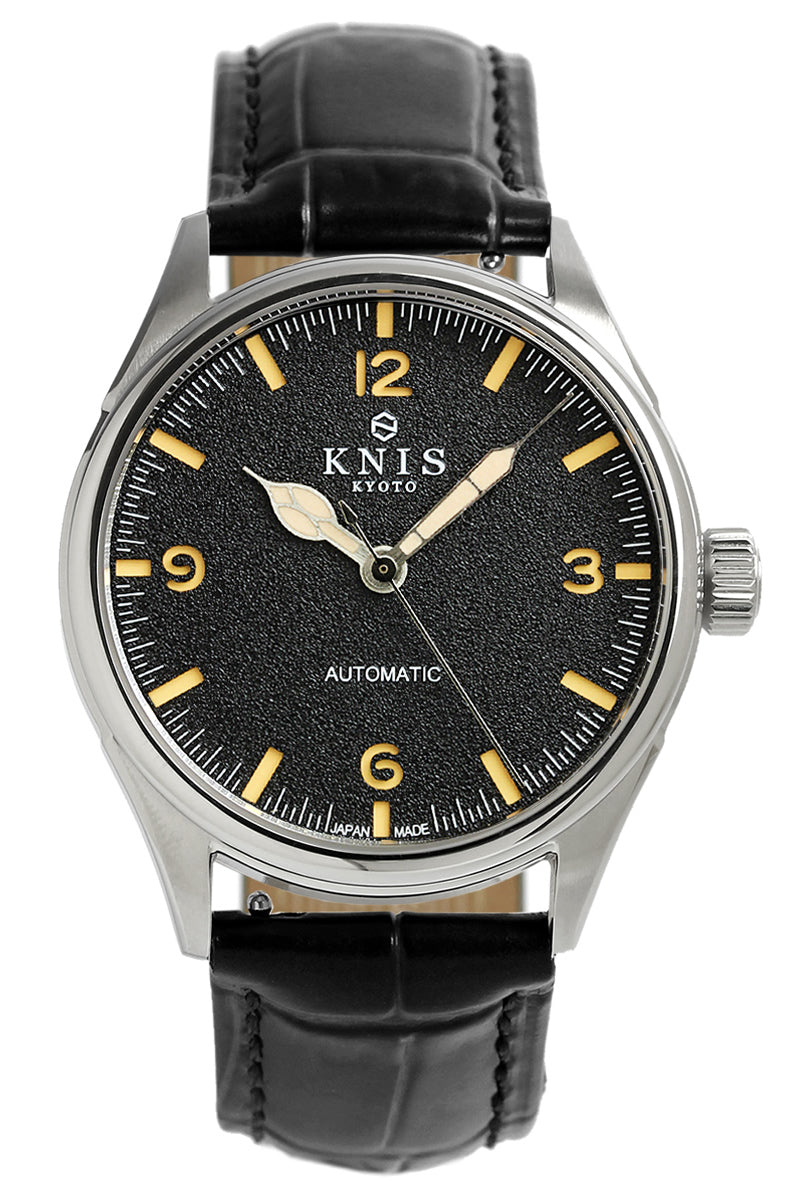 KNIS Automatic Retro Modern - Black Dial with Black Leather Strap KN002-BKBKLE