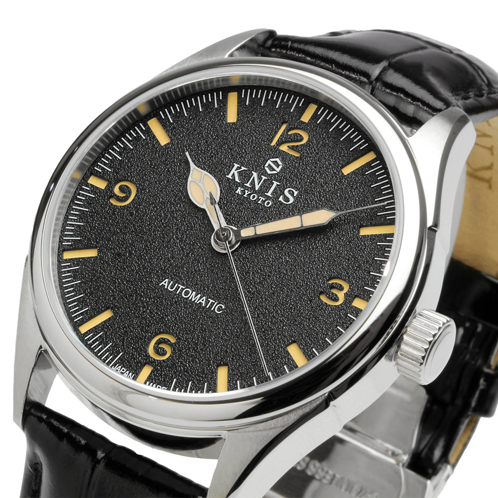 KNIS Automatic Retro Modern - Black Dial with Black Leather Strap KN002-BKBKLE