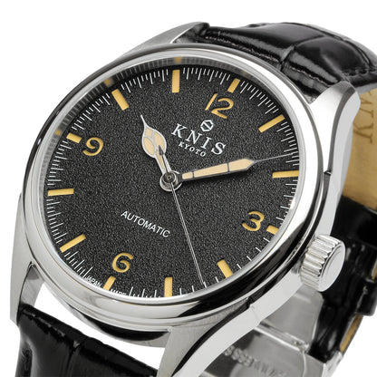 KNIS Automatic Retro Modern - Black Dial with Black Leather Strap KN002-BKBKLE