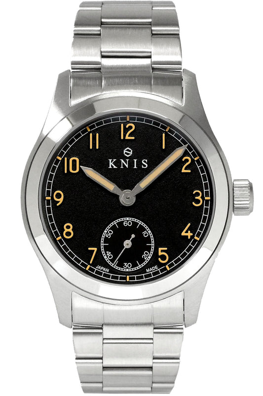 KNIS Retro Military Watch - Black Dial with Stainless Steel Band KN003-BKSS