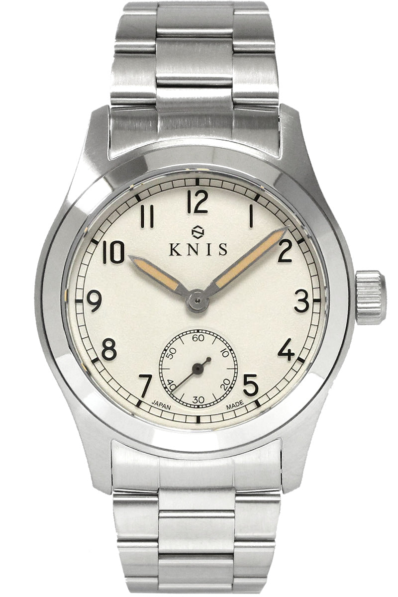 KNIS Retro Military Watch - Off-White Dial with Stainless Steel Band K