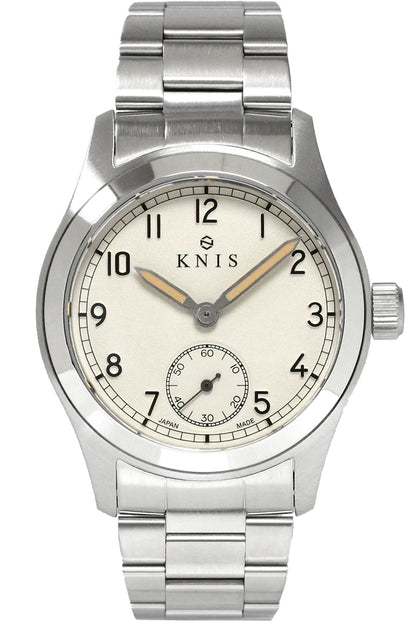 KNIS Retro Military Watch - Off-White Dial with Stainless Steel Band KN003-WHSS