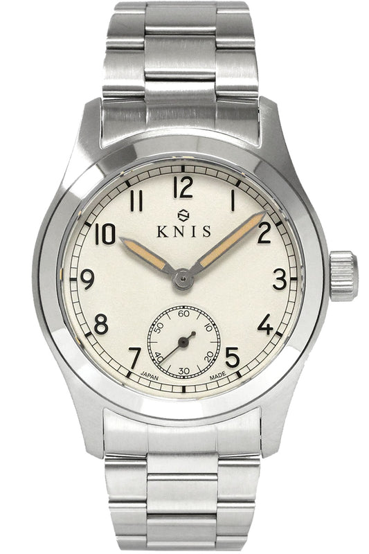 KNIS Retro Military Watch - Off-White Dial with Stainless Steel Band KN003-WHSS