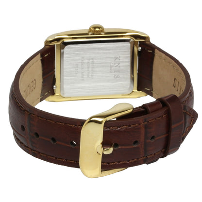 Classic Rectangular Silver Crocodile Embossed Leather Black KN004-SVBKC