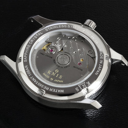 KNIS 刻 -KOKU- 自動巻き 日本製 彫金インデックス レザー ホワイト 漢字 KN005-KJWHLE