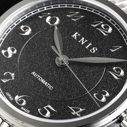 KNIS KOKU Automatic Breguet Numerals Black / Engraved Dial Leather Strap (KN005-BGBKLE)
