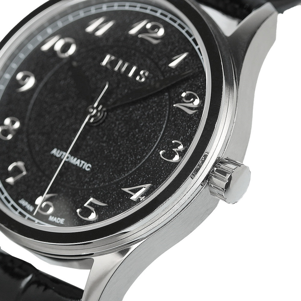 KNIS KOKU Automatic Breguet Numerals Black / Engraved Dial Leather Strap (KN005-BGBKLE)